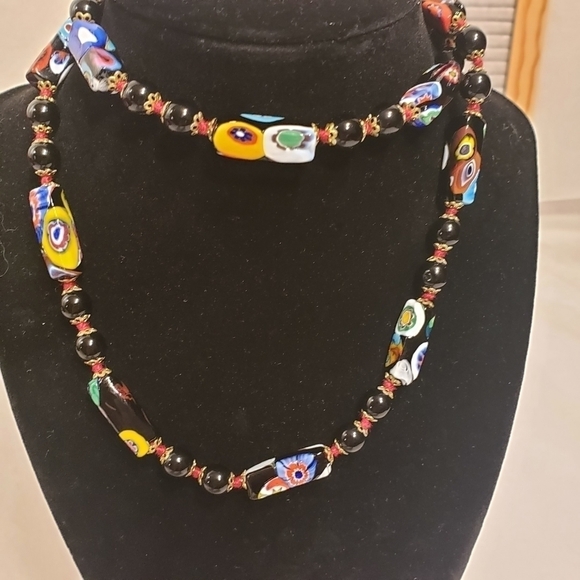 Vintage Italian Millefiori bead necklace art glass - Picture 3 of 10